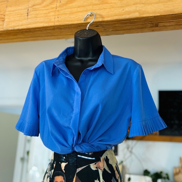 French Connection Tops - French Connection Blue Short-Sleeve Shirt – Like New, Size Small